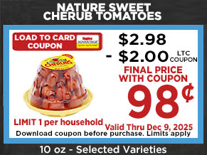 Download load to card coupons before purchase. Coupon limits apply. Valid through December 9, 2025.