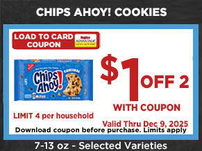 Download load to card coupons before purchase. Coupon limits apply. Valid through December 9, 2025.