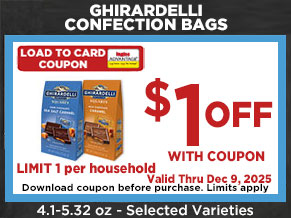 Download load to card coupons before purchase. Coupon limits apply. Valid through December 9, 2025.